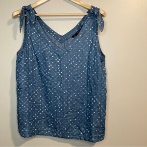Zac & Rachel Blue Tie Front Tank Top